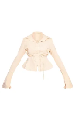 PrettyLittleThing Shirts*Striped Hook And Eye Flare Sleeve Shirt