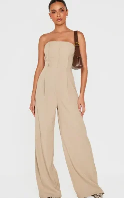 PrettyLittleThing Christmas Day Outfits*Structured Woven Bandeau Boned Detailed Jumpsuit