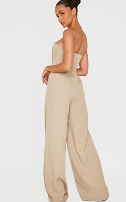 PrettyLittleThing Christmas Day Outfits*Structured Woven Bandeau Boned Detailed Jumpsuit