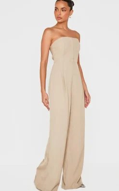 PrettyLittleThing Christmas Day Outfits*Structured Woven Bandeau Boned Detailed Jumpsuit