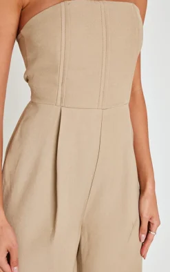 PrettyLittleThing Christmas Day Outfits*Structured Woven Bandeau Boned Detailed Jumpsuit