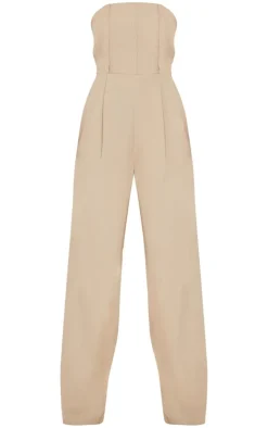 PrettyLittleThing Christmas Day Outfits*Structured Woven Bandeau Boned Detailed Jumpsuit