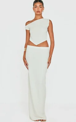 PrettyLittleThing Textured Maxi Skirt Beige