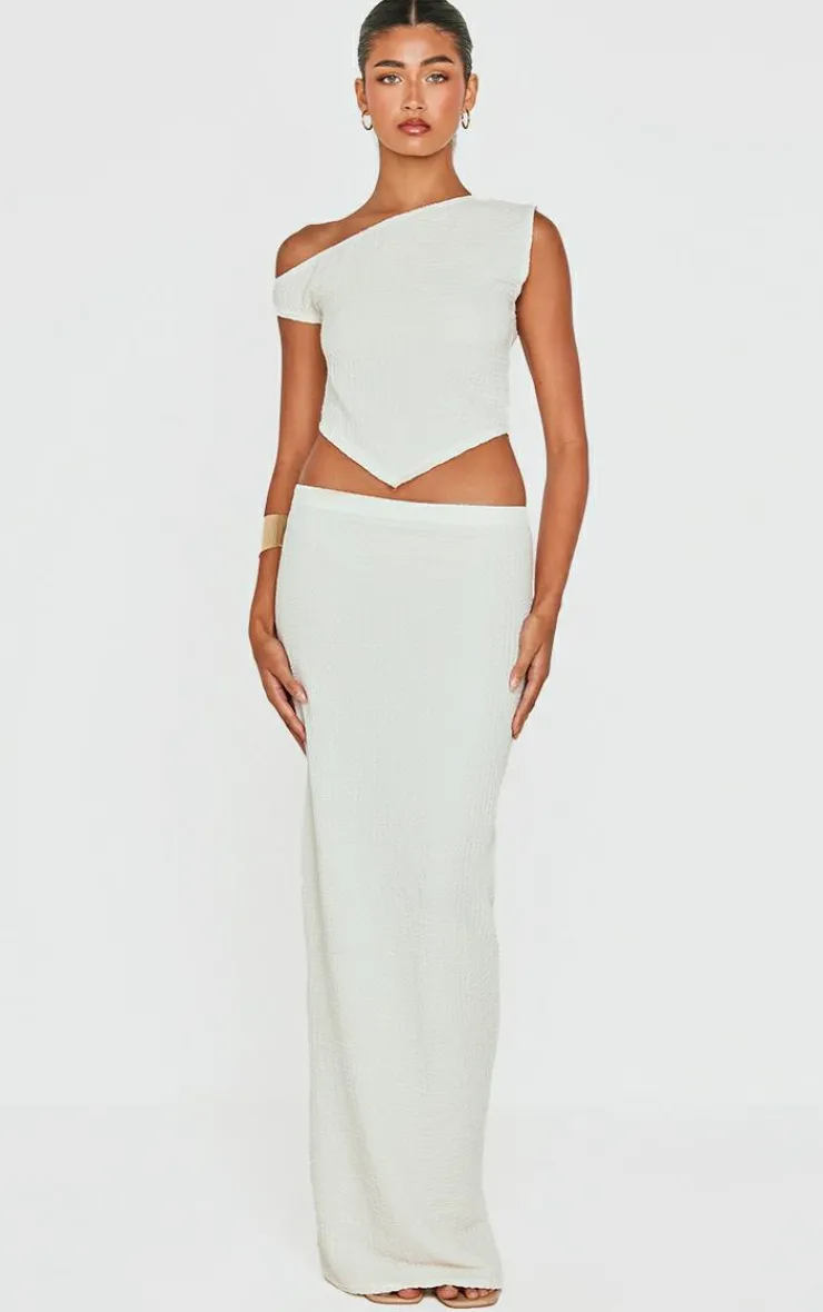 PrettyLittleThing Textured Maxi Skirt Beige