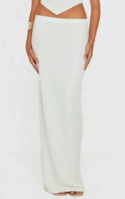 PrettyLittleThing Textured Maxi Skirt Beige