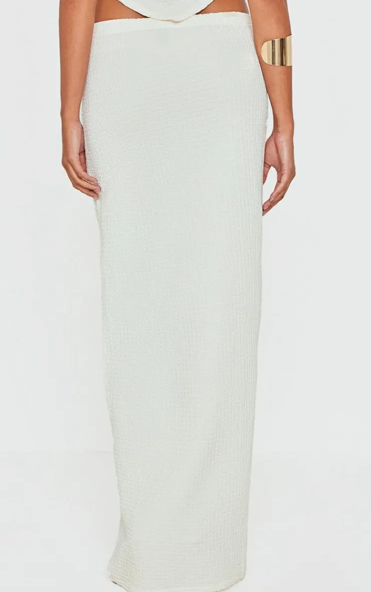PrettyLittleThing Textured Maxi Skirt Beige