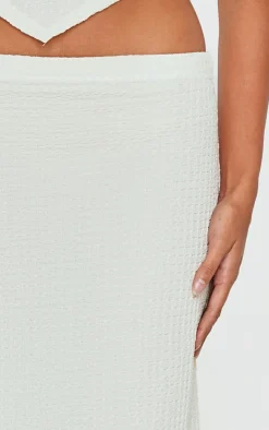 PrettyLittleThing Textured Maxi Skirt Beige