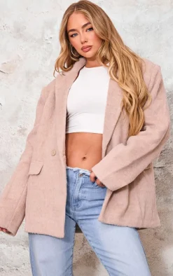 PrettyLittleThing Wool Coats*Textured Wool Look Oversized Blazer