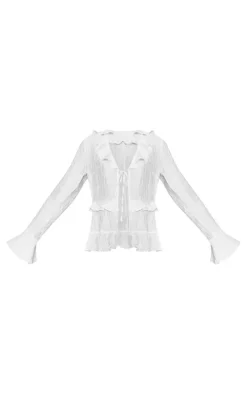 PrettyLittleThing Blouses*Tiered Ruffle Flute Sleeve Top