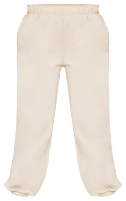 PrettyLittleThing Washed Weekend Applique Thin Waistband Cuffed Sweatpants Beige