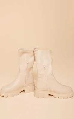 PrettyLittleThing Wide Fit Boots*Wide Fit PU Chunky Platform Calf High Boots