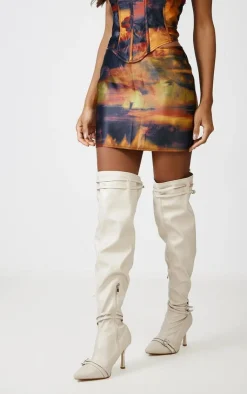 Best PrettyLittleThing Abstract Print Satin Micro Mini Skirt Black