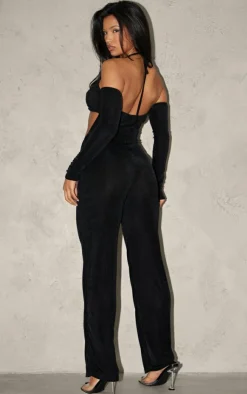 Acetate Cut Out Halterneck Straight Leg Jumpsuit-PrettyLittleThing Discount