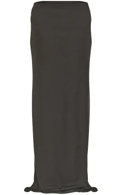 Online PrettyLittleThing Acetate Slinky Low Rise Maxi Skirt Black
