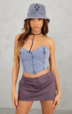 PrettyLittleThing Corsets*Seam Front Bandeau Denim Corset