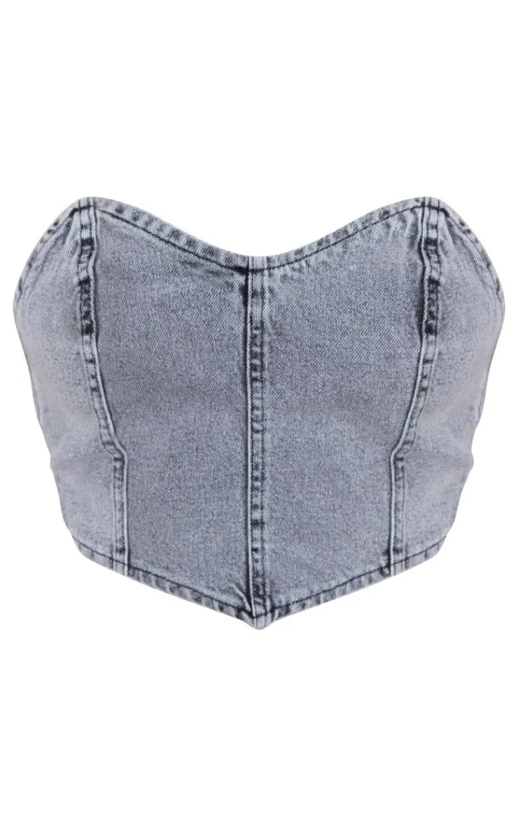 PrettyLittleThing Corsets*Seam Front Bandeau Denim Corset