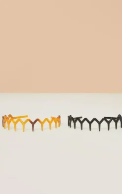 PrettyLittleThing Hair Accessories*And Brown 2 Pack Zig Zag Headband