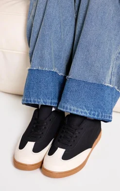 PrettyLittleThing Sneakers*and Cream Pu Contrast Panel Lace Up Sneakers