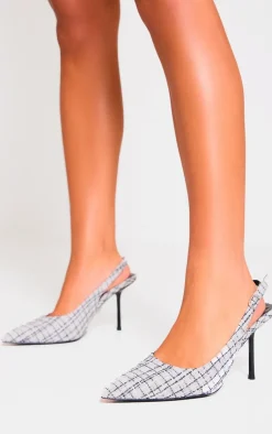 PrettyLittleThing High Heels*Black And White Boucle Point Toe High Stiletto Court Heels