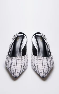 PrettyLittleThing High Heels*Black And White Boucle Point Toe High Stiletto Court Heels