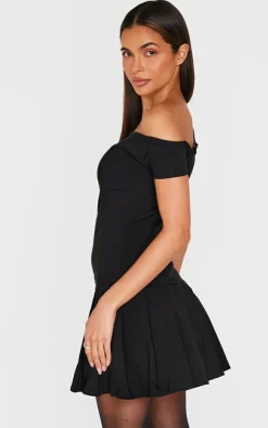 Asymmetric Bengaline Pleated Shift Dress-PrettyLittleThing Outlet