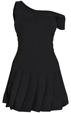 Asymmetric Bengaline Pleated Shift Dress-PrettyLittleThing Outlet