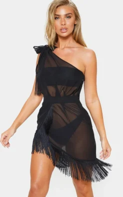 Asymmetric Fringe Beach Dress-PrettyLittleThing Sale