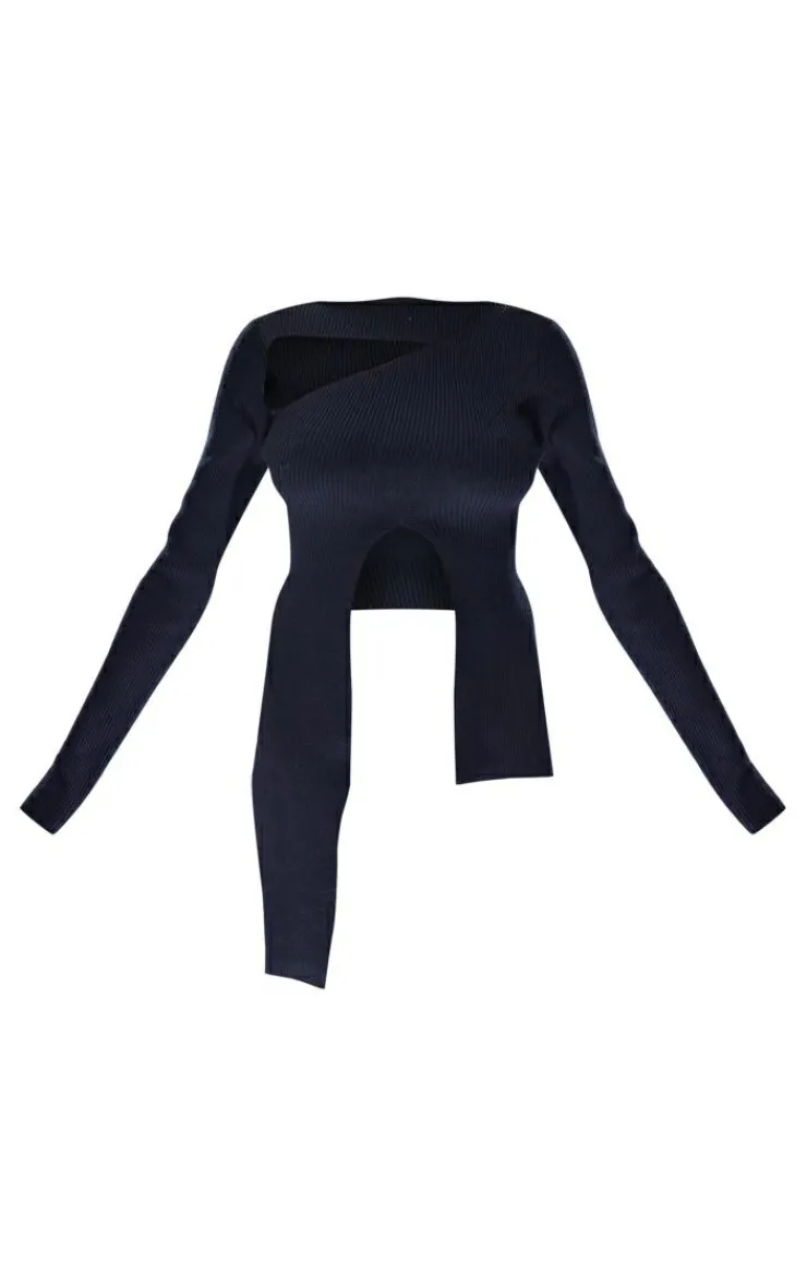 PrettyLittleThing Knitted Tops*Asymmetric Knitted Top