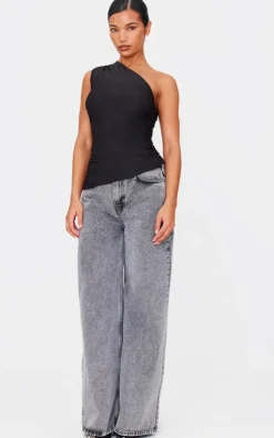 PrettyLittleThing Sleeveless Tops*Asymmetric Ruched Side Longline Top