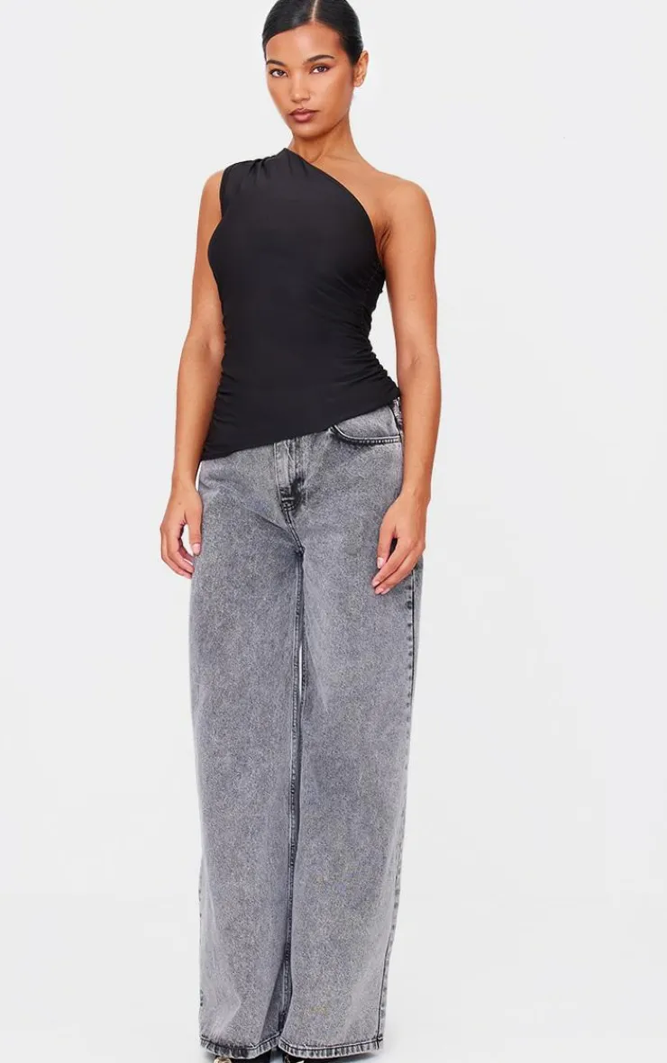 PrettyLittleThing Sleeveless Tops*Asymmetric Ruched Side Longline Top
