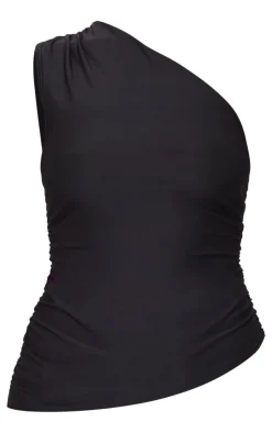 PrettyLittleThing Sleeveless Tops*Asymmetric Ruched Side Longline Top