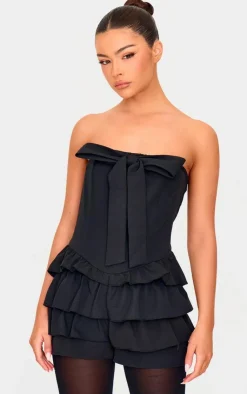 PrettyLittleThing Christmas Party Outfits*Bandeau Bow Detail Bloomer Skort Romper