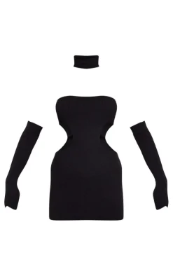 Bandeau Cut Out Knit Dress With Sleeves & Collar-PrettyLittleThing Best