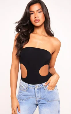 Bandeau Slinky Cut Out Bodysuit-PrettyLittleThing New