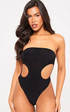 Bandeau Slinky Cut Out Bodysuit-PrettyLittleThing New