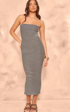 Bandeau Stripe Midi Dress-PrettyLittleThing Online