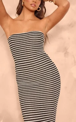 Bandeau Stripe Midi Dress-PrettyLittleThing Online