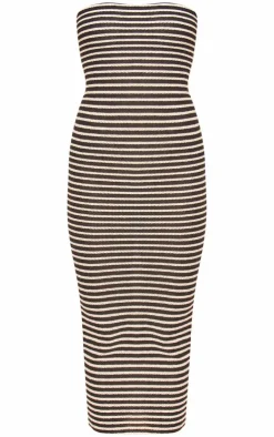 Bandeau Stripe Midi Dress-PrettyLittleThing Online