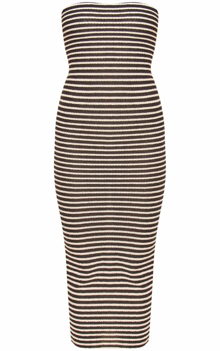 Bandeau Stripe Midi Dress-PrettyLittleThing Online
