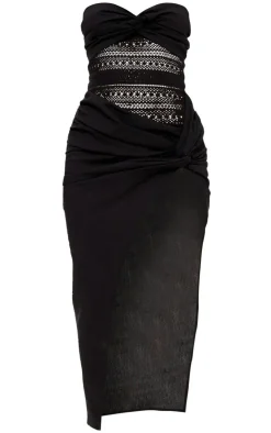 Bandeau Twist Detail Midi Dress-PrettyLittleThing Hot