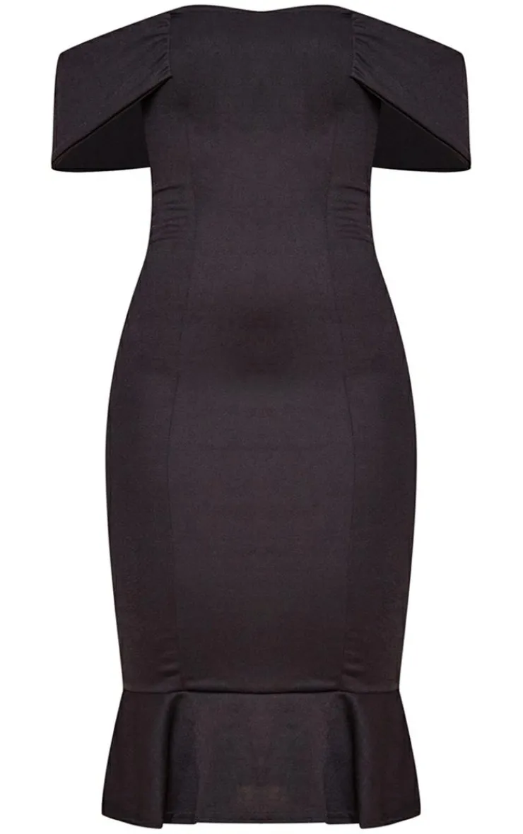 Bardot Frill Hem Midi Dress-PrettyLittleThing Discount