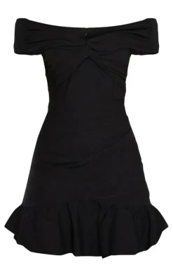 Bardot Shirred Pleated Bodycon Dress-PrettyLittleThing Sale