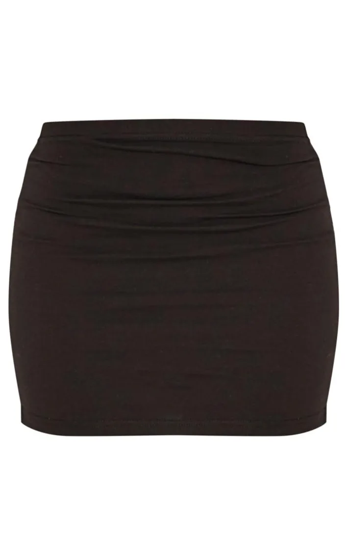 Black Basic Cotton Blend Jersey Mini Skirt