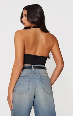 PrettyLittleThing Basic Tops*Basic Cotton Blend Halterneck Crop Top