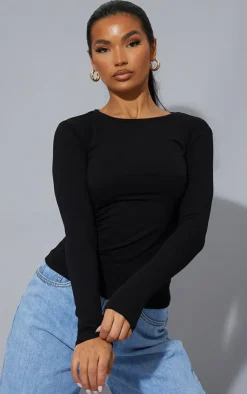 PrettyLittleThing T-Shirts*Basic Cotton Blend Long Sleeve Fitted T Shirt