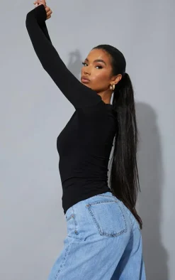 PrettyLittleThing T-Shirts*Basic Cotton Blend Long Sleeve Fitted T Shirt