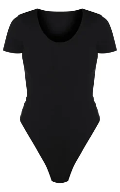 PrettyLittleThing Basic Tops*Basic Cotton Blend V Neck Short Sleeve Bodysuit