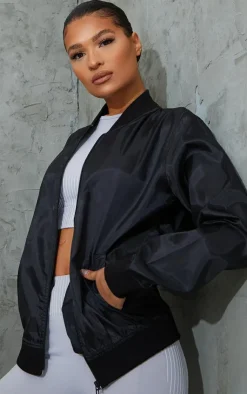 PrettyLittleThing Black Sweatsuits*Basic Lightweight Bomber Jacket