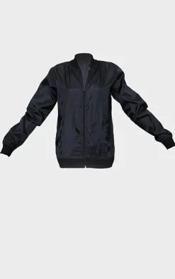 PrettyLittleThing Black Sweatsuits*Basic Lightweight Bomber Jacket