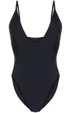 Black Basic Low Scoop Swimsuit